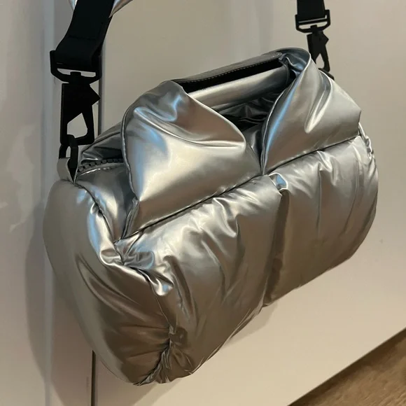 Rains Metallic Silver Crossbody Bag - Picture 2 of 5